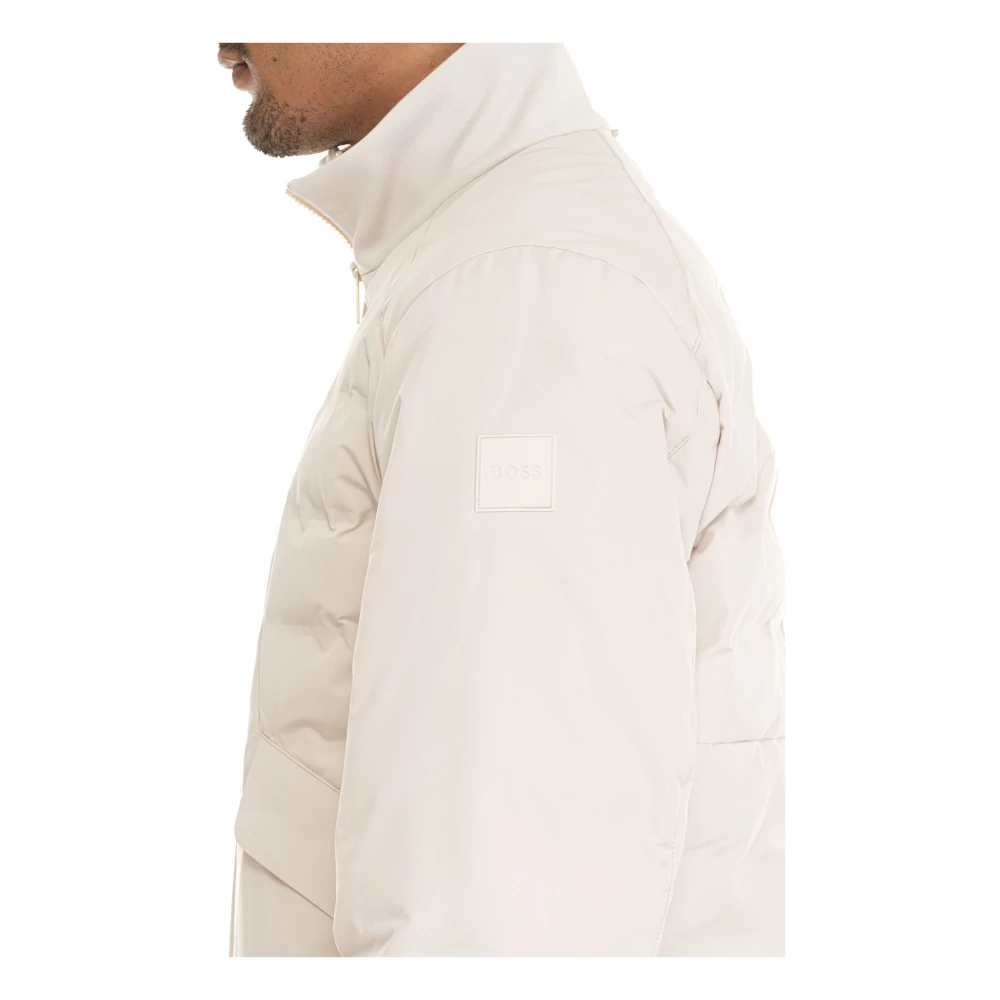 Boss Gewatteerde Bomberjack met Geribbelde Details Beige Heren