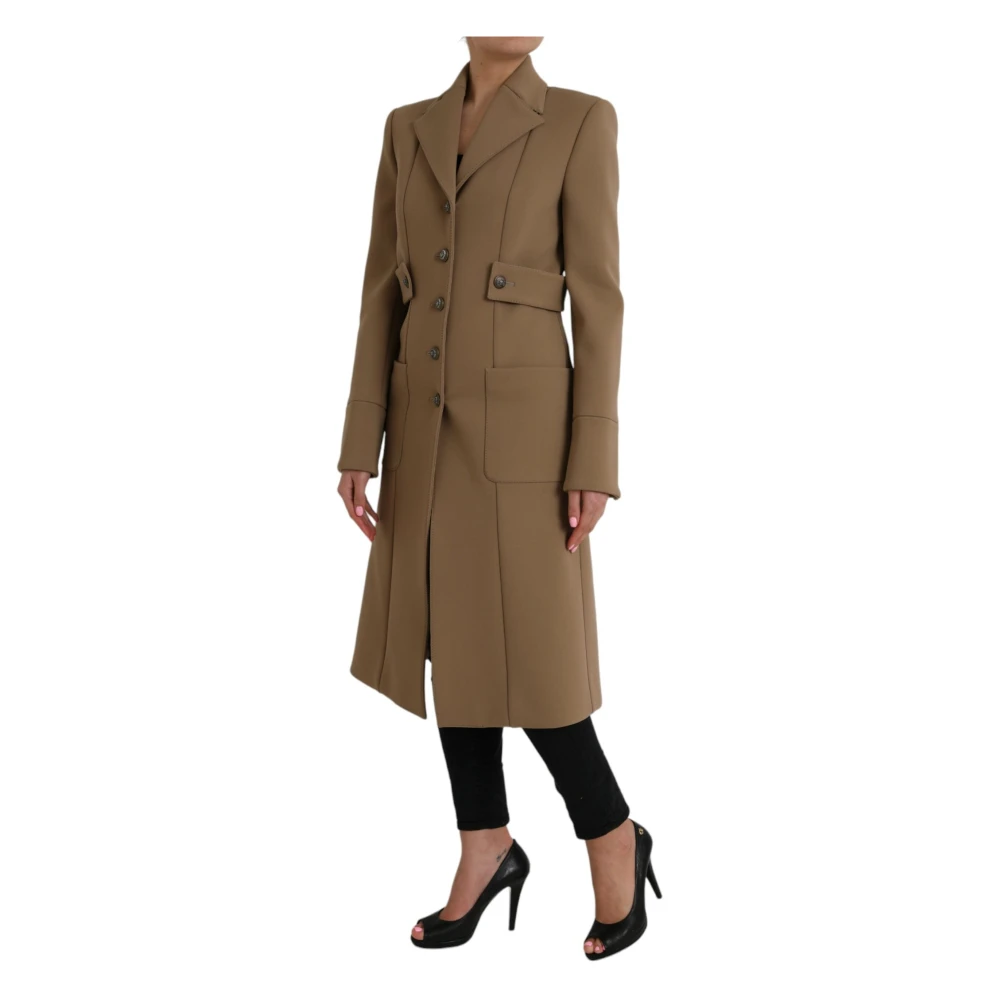 Dolce & Gabbana Bruine Knoopsluiting Trenchcoat Jas Brown Dames