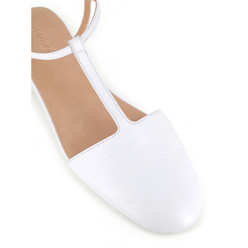 Marsell Witte leren enkelband ballerina schoenen White Dames