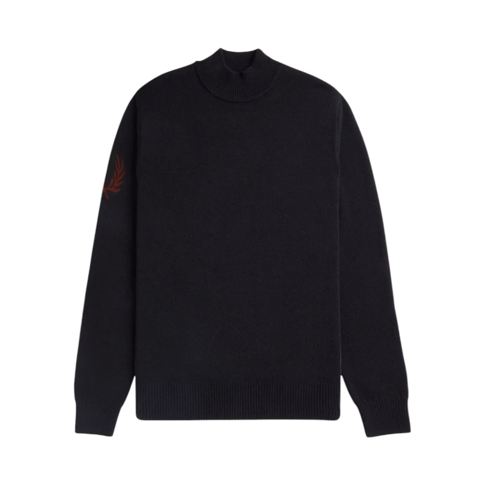 Fred Perry Zwarte Mock Neck Sweater Laurel Wreath Black Heren