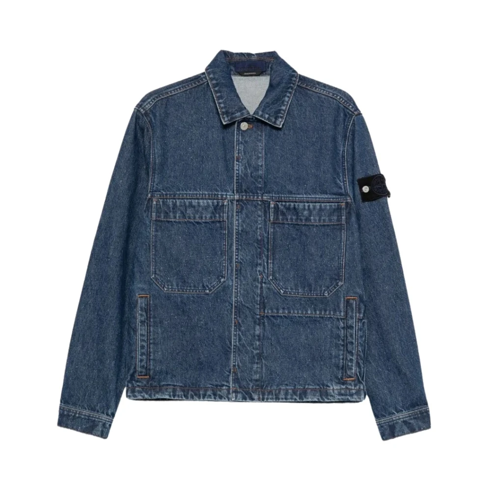 Stone Island Uomo Blu Giacca In Denim - Immagine 2