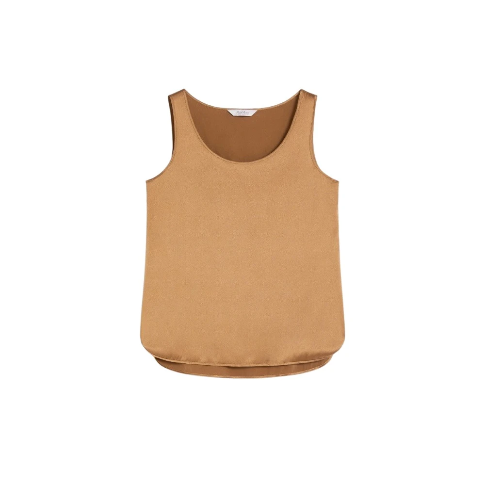 Max Mara Silkeblandning Elegant Topp med High-Low Hem Brown, Dam