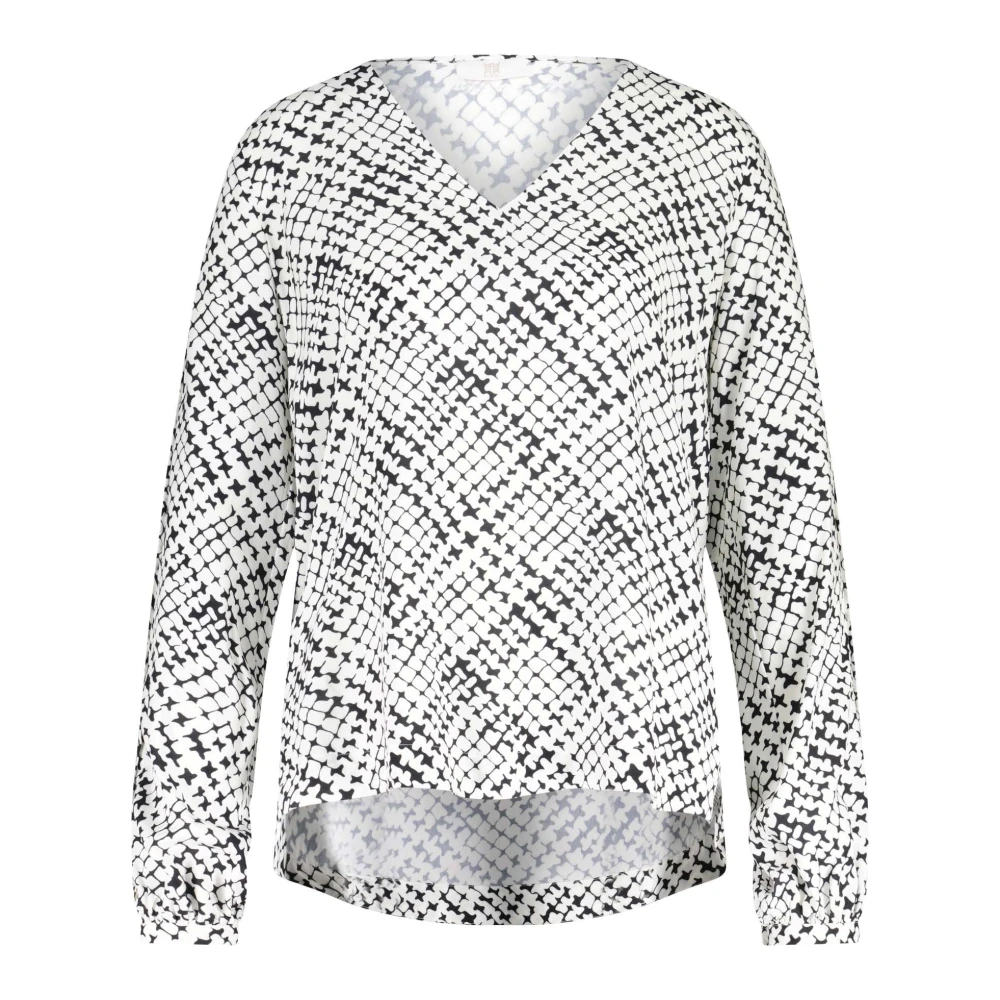 RIANI Viscoseblouse met abstract patroon White Dames