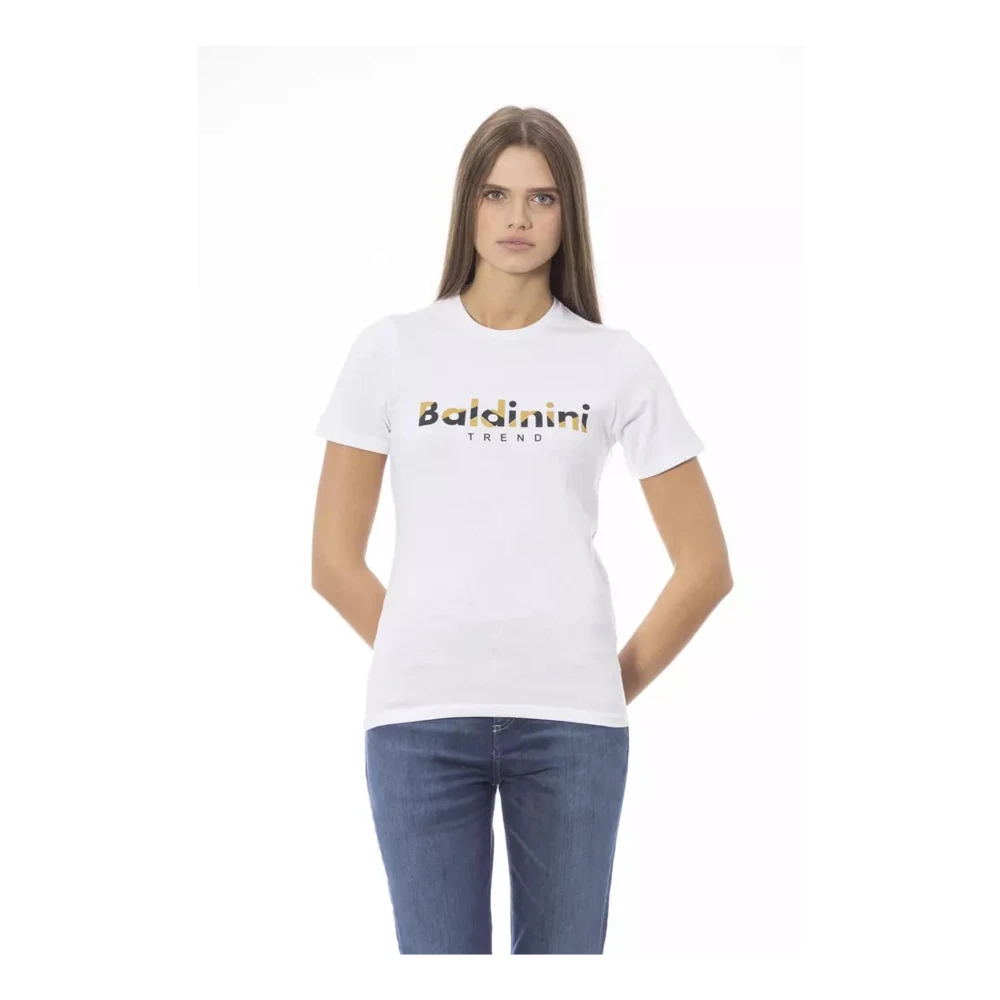 Baldinini T-shirt met ronde hals en print White Dames