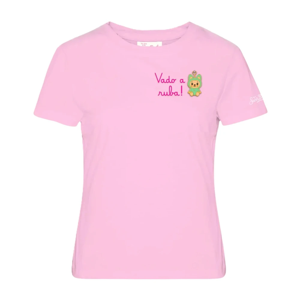 Mc2 Saint Barth Pink T-Shirts, Female, Xs, Emilie Cotton T-Shirt