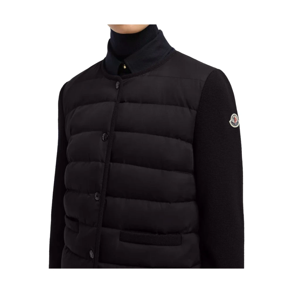 Moncler Gewatteerde Cardigan met Merinowol Black Dames