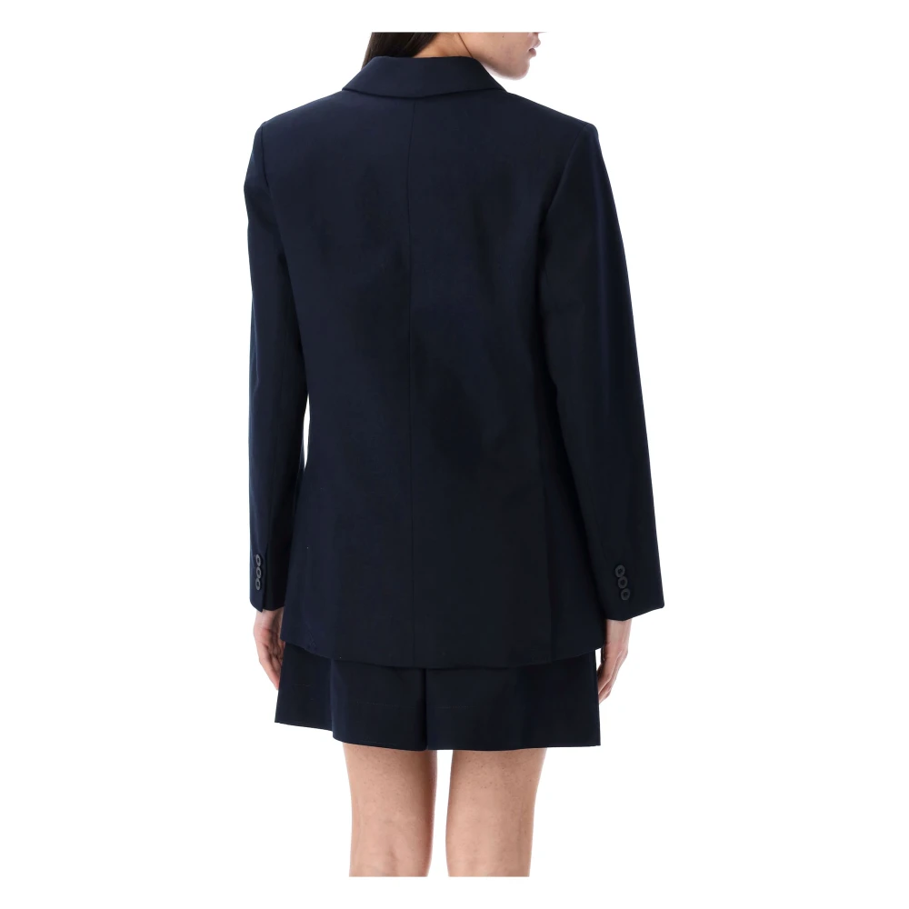 A.p.c. Navy Double-Breasted Jas Blue Dames