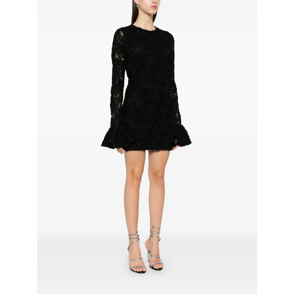 Rotate Birger Christensen Zwarte Bloemen Mesh Mini Jurk Black Dames
