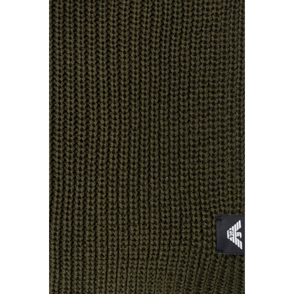Emporio Armani Wollen sjaal met logo Green Heren