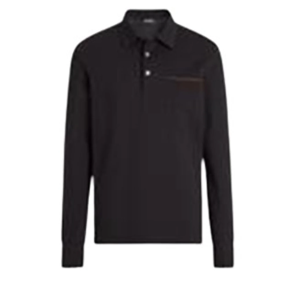 Ermenegildo Zegna Zuiver Katoen Zwarte Polo Black Heren
