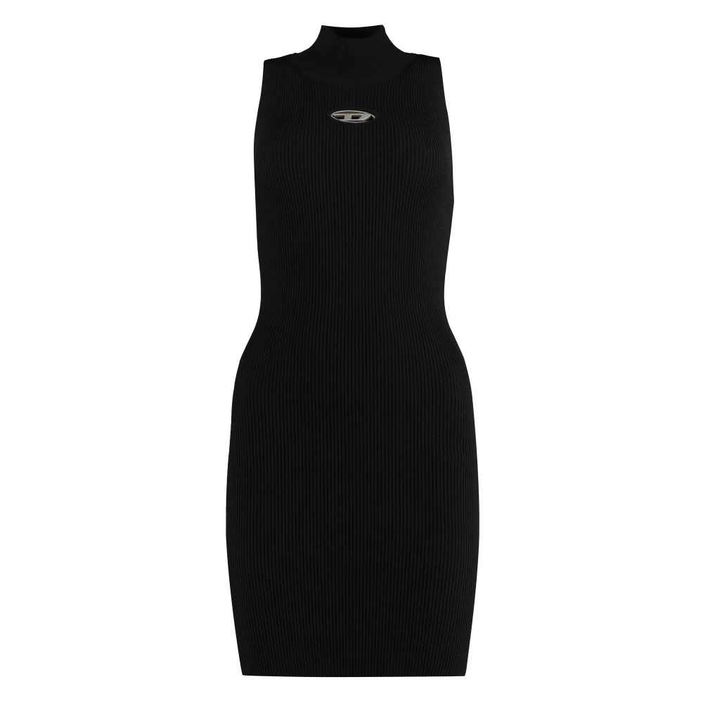 Diesel Gebreide Coltrui Jurk met Metalen Detail Black Dames