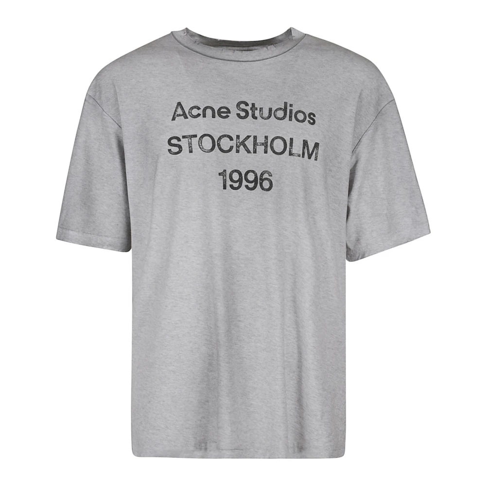Acne Studios Lichtgrijze Melange T-Shirt met Vintage Details Gray Heren