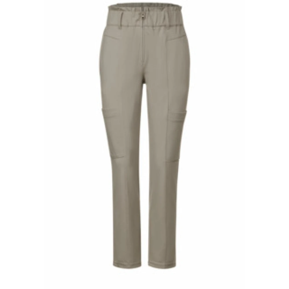 Street One Paperbag Zip Fly Broek Beige Dames