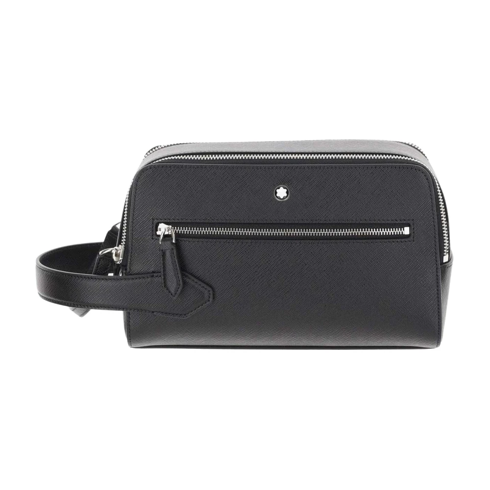 Montblanc Zwarte Leren Clutch met Embleem Black Heren