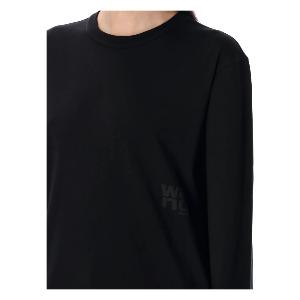 T by Alexander Wang Zwart Puff Logo T-shirt Dameskleding Black Dames