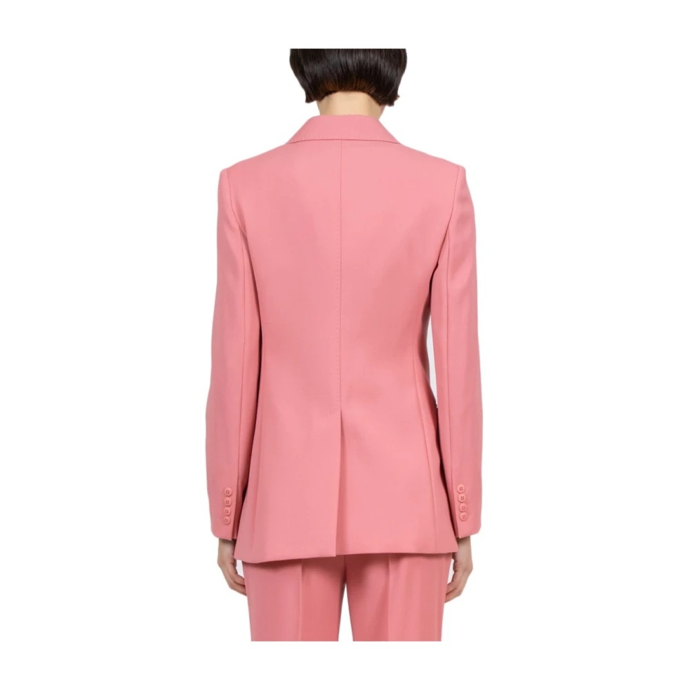 Max Mara Studio Dubbelbreasted wollen jas in Fard Pink Dames