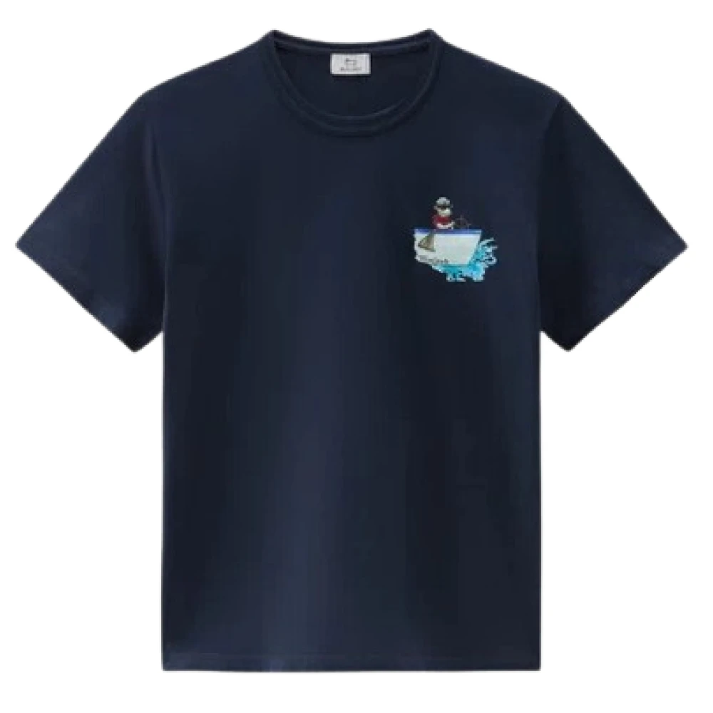 Woolrich Geanimeerd Schapen Katoenen T-shirt Blauw Blue Heren