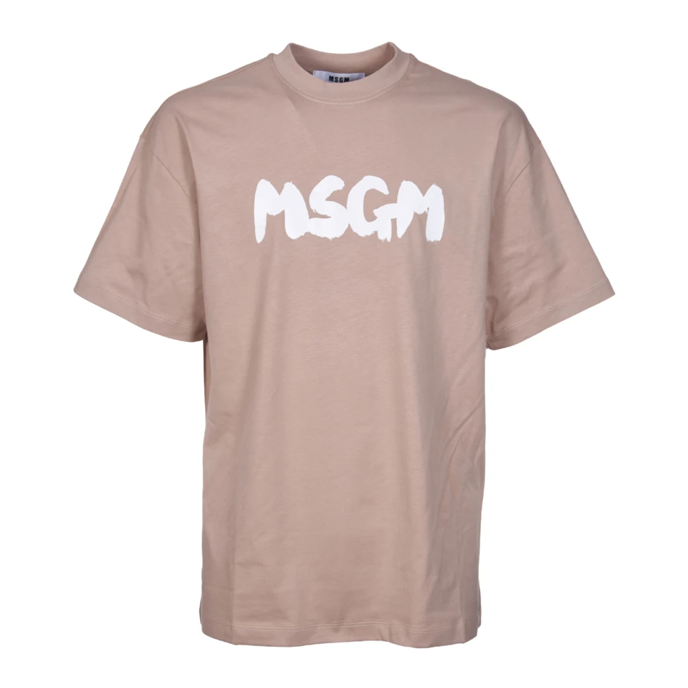 Msgm Iconische Beige Crew-Neck T-shirt Beige Heren