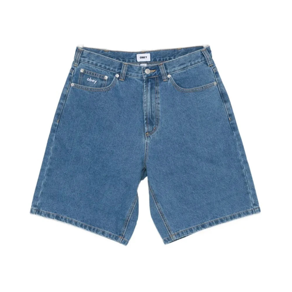 Obey Blue Denim Shorts, Male, W30, Bigwig Baggy Denim Short
