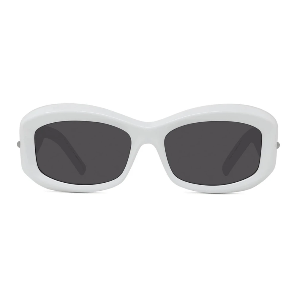 Hvide ovale solbriller med grå linse