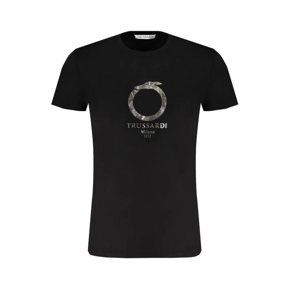 Trussardi Zwart Katoenen Bedrukt Logo T-Shirt Black Heren