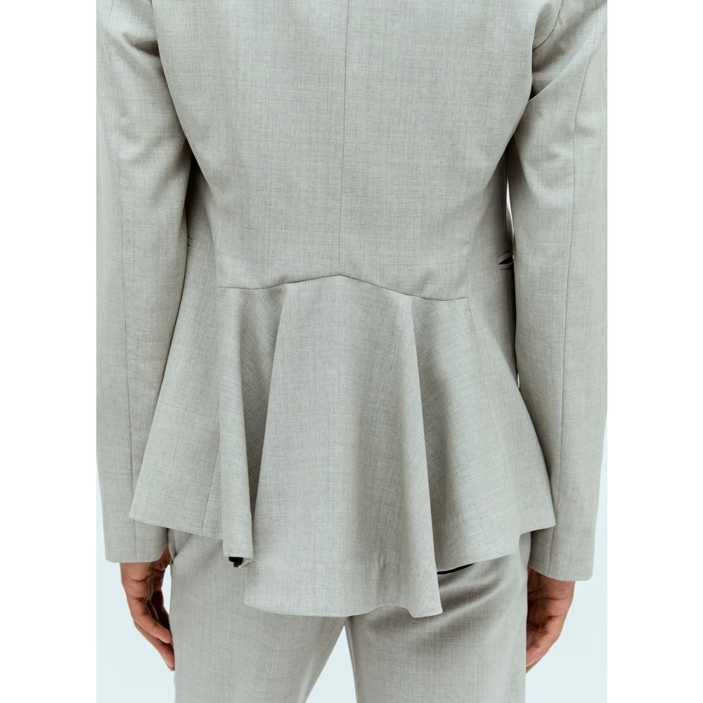 Aaron Esh Peplum Cut-Away Blazer Gray Heren