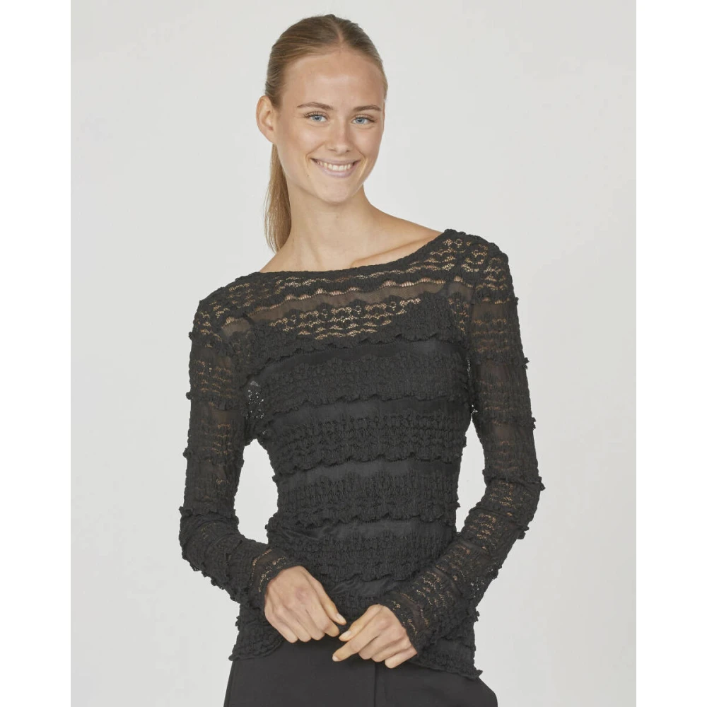 Sisters Point Lange mouw blouse Vitana-Ls Black Dames