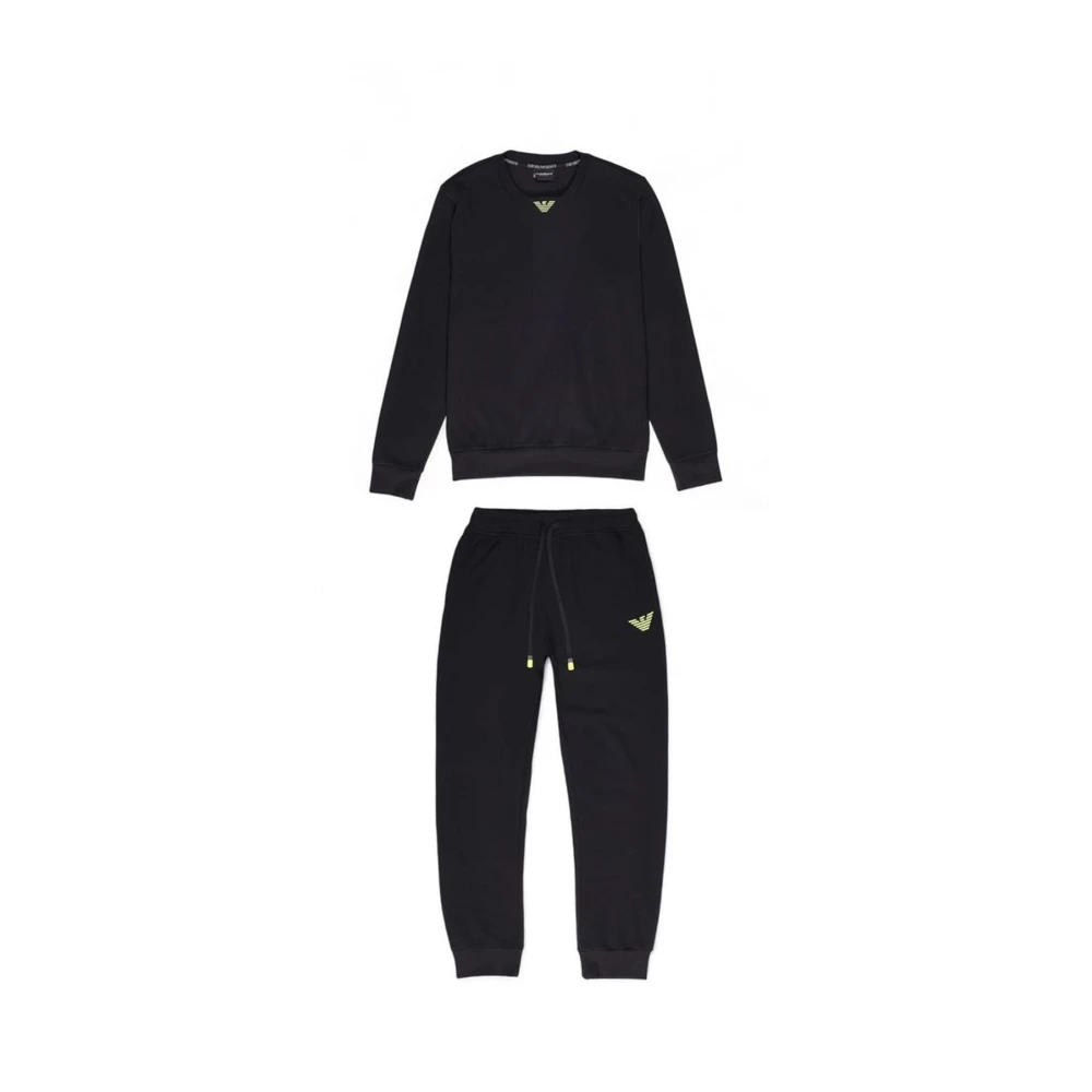 Emporio Armani Zwarte katoenen sweatsuit Mannen Collectie Black Heren