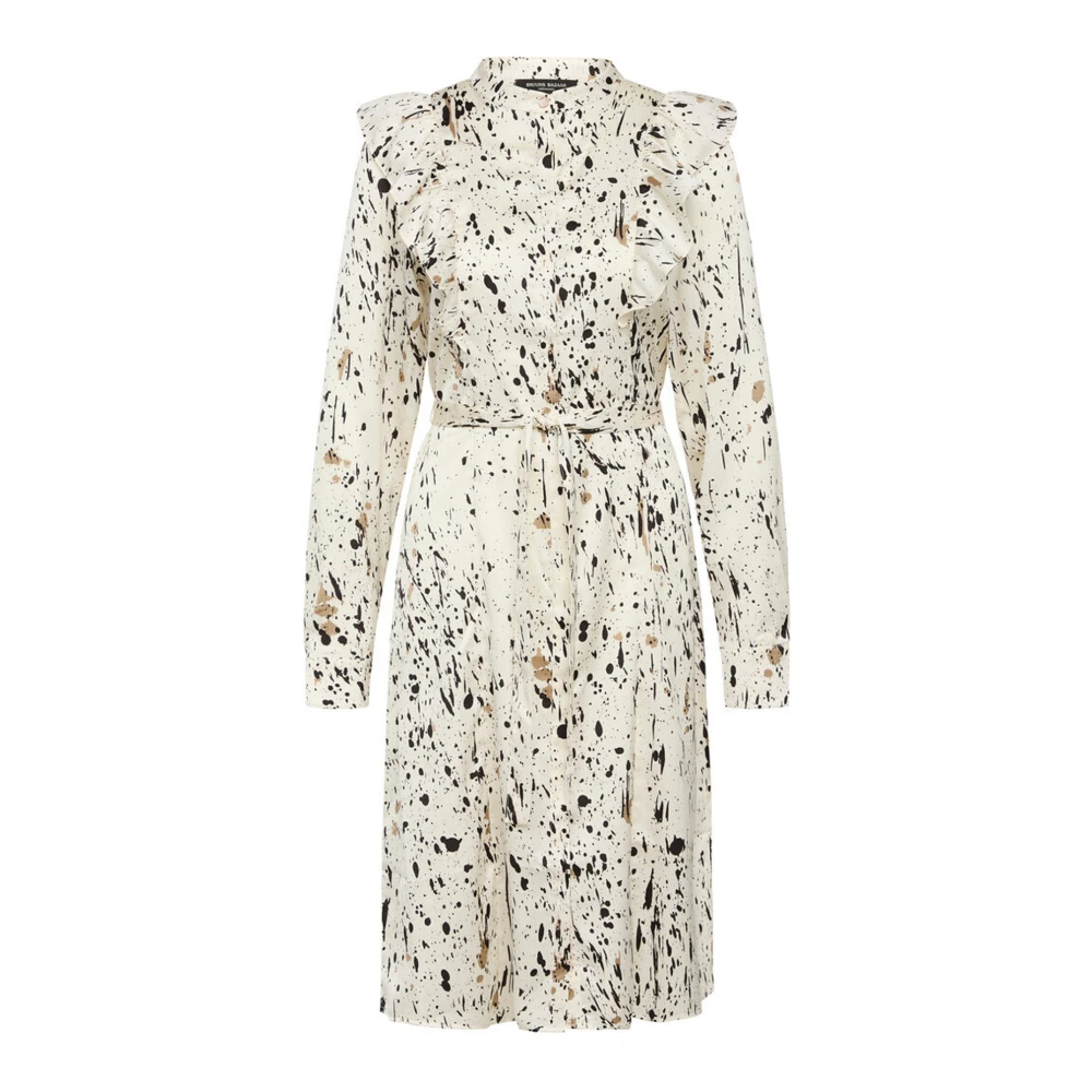 Bruuns Bazaar Verf Print Jurk met Pofmouwen Multicolor Dames