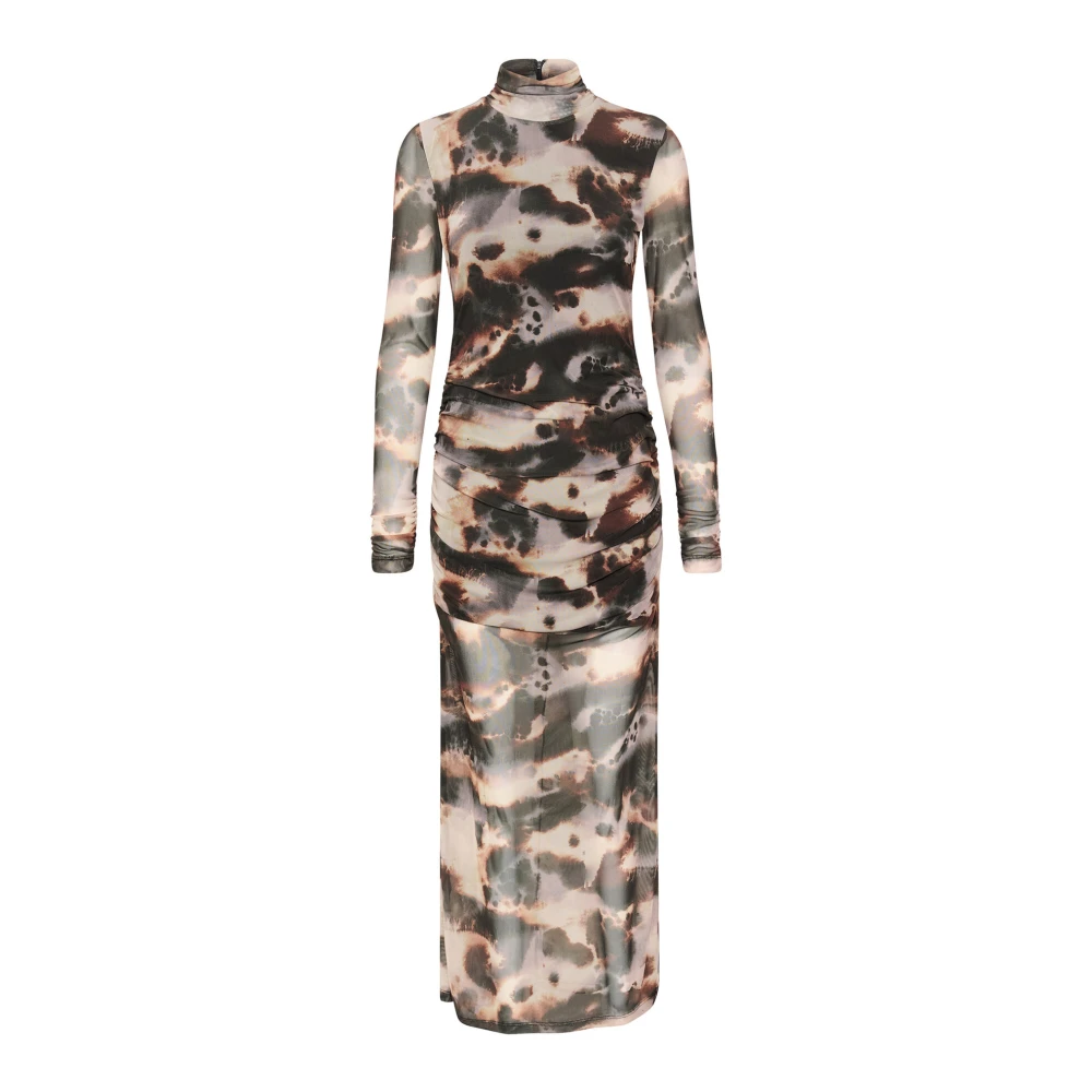 Gestuz Mesh Jurk Bruin Batic Gedrapeerd Effect Brown Dames