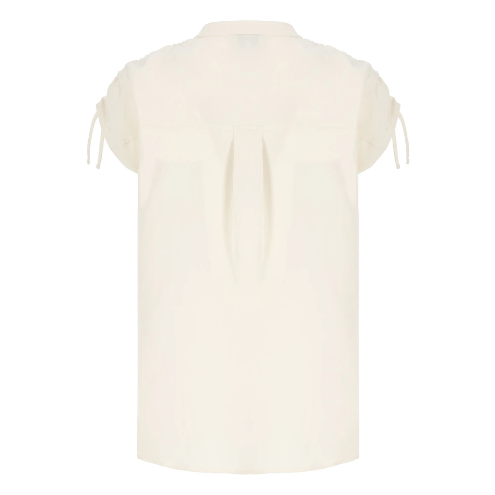 Woolrich Ivoor Linnen Shirt Korte Mouwen Beige Dames
