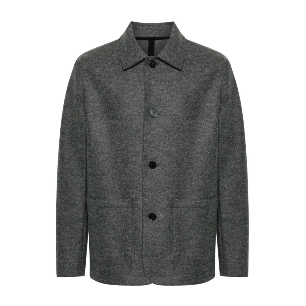 Harris Wharf London Nut Woolen Jas Antraciet Grijs Gray Heren
