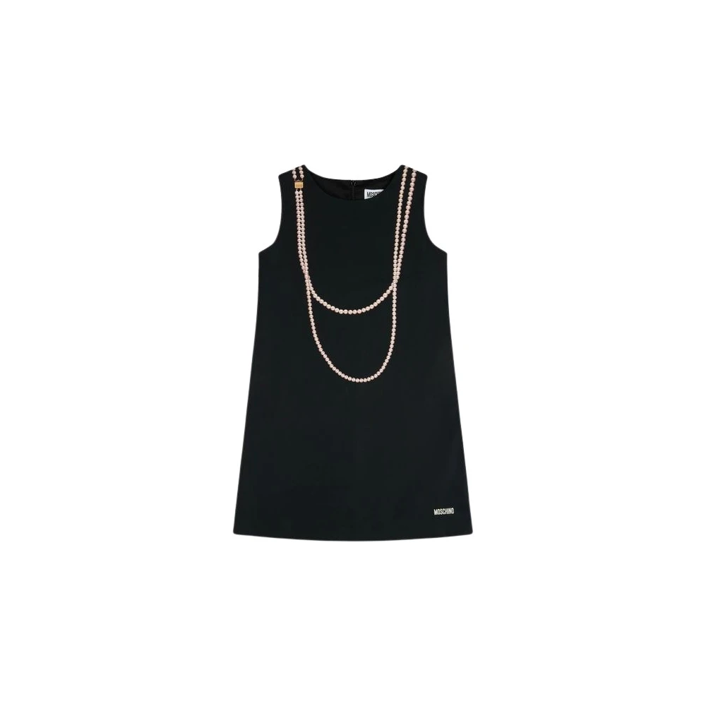 Moschino Black Dresses, Female, 8 Y, Printed Cotton Poplin Dress