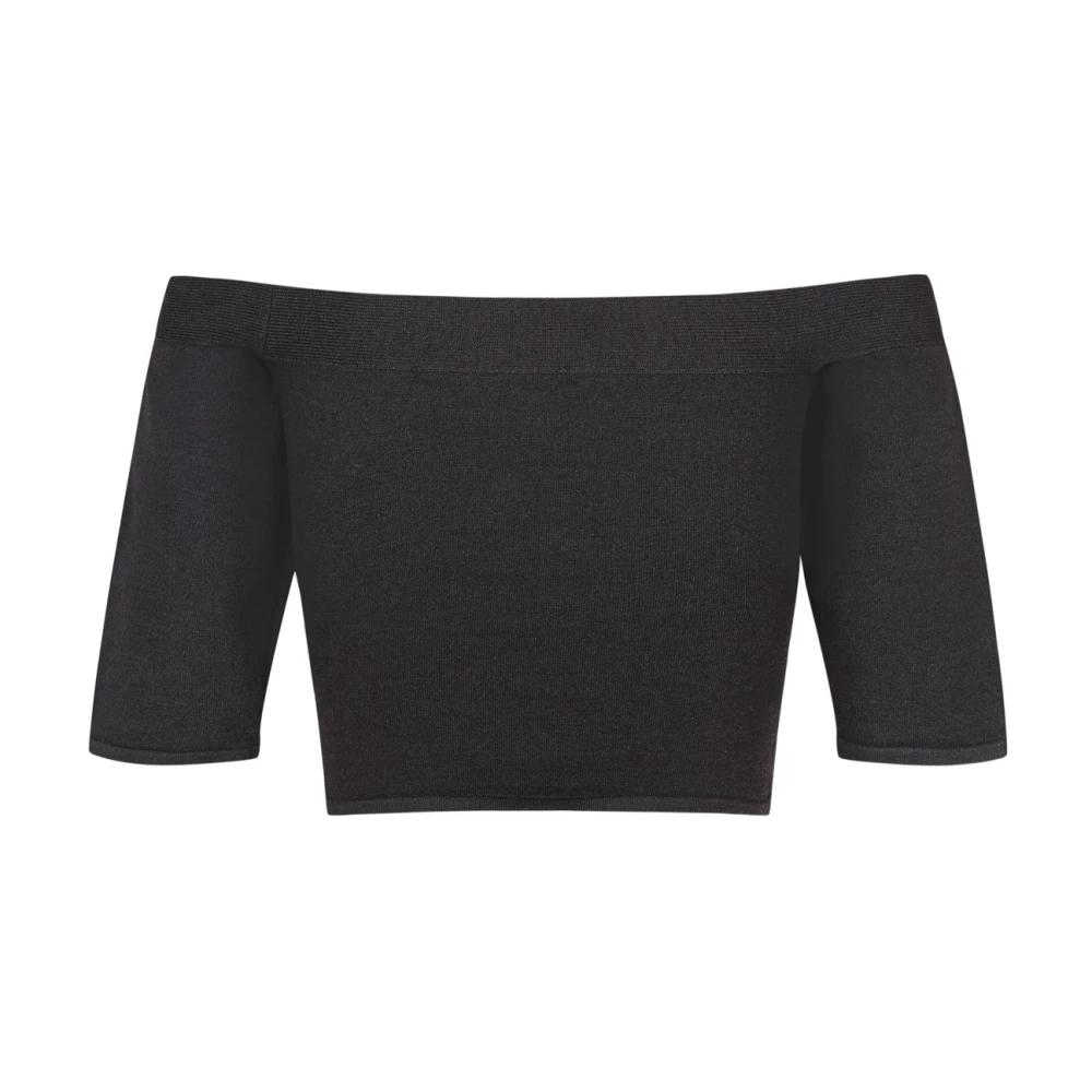 Cortana Zijden Stretch Off-Shoulder Crop Top Black Dames