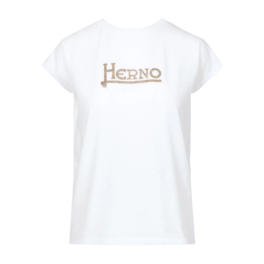 Herno Logo Detail Crew Neck T-shirts en Polos White Dames