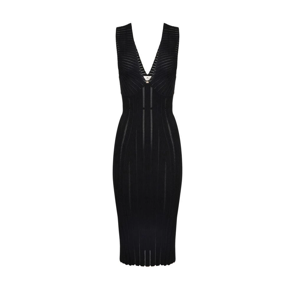 Elisabetta Franchi Black Knit Openwork Dress - Female - Knitted Dresses - M - Dresses