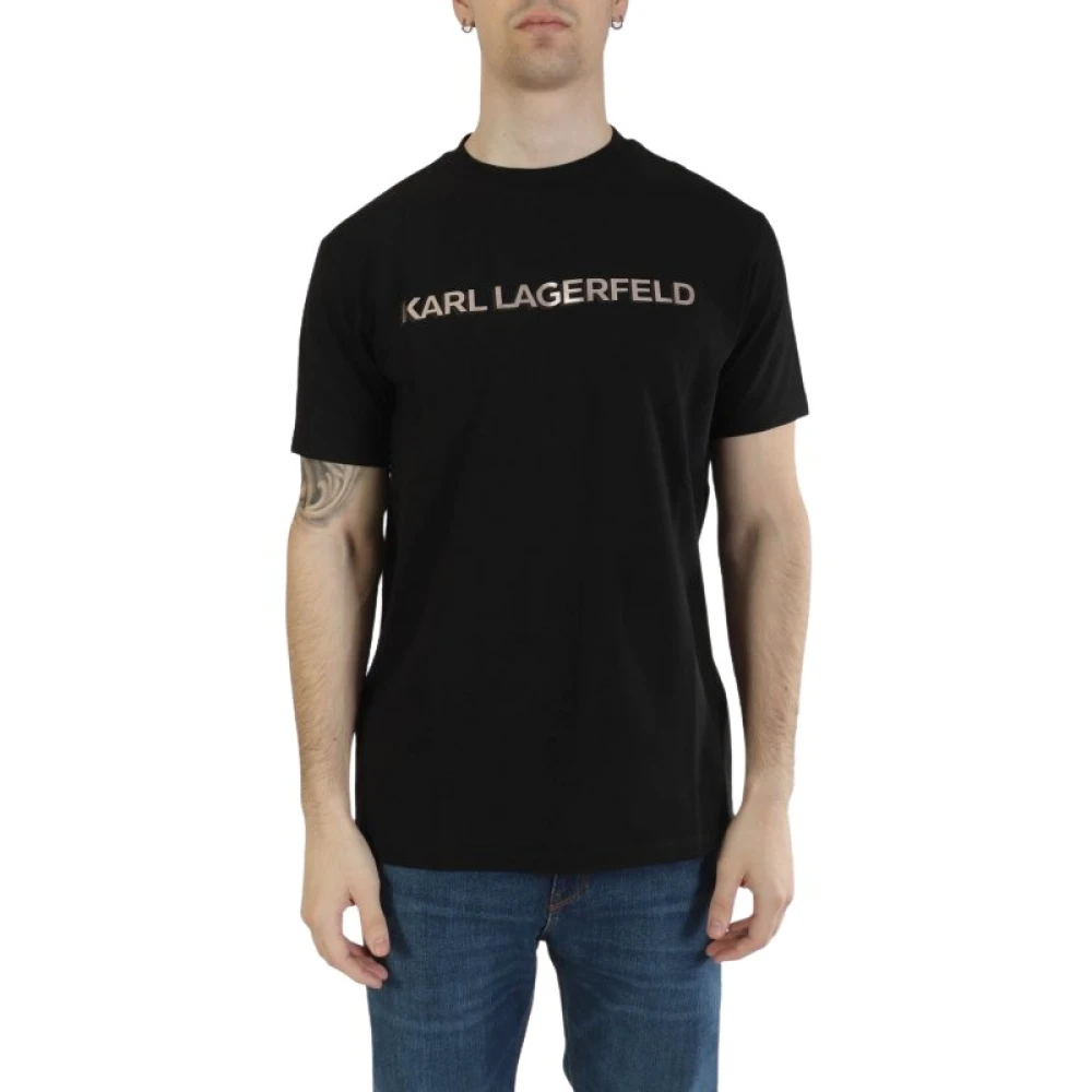 Karl Lagerfeld Mannelijk Zwart T-Shirt Met Ronde Hals