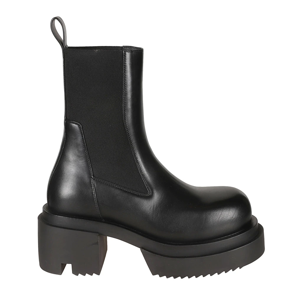 Rick Owens Zwarte Leren Beatle Bogun Laarzen Black Dames - Schoenen.nl