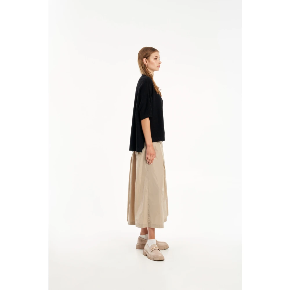 Vicario Cinque Elegante Gebreide Top in Crêpe Viscose Black Dames