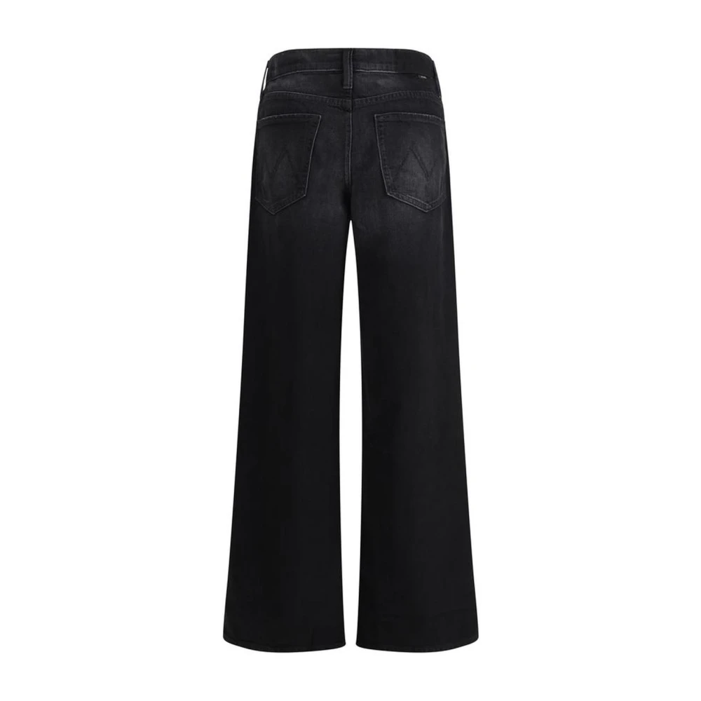 Mother Wijde katoenen jeans met knoopsluiting Black Dames