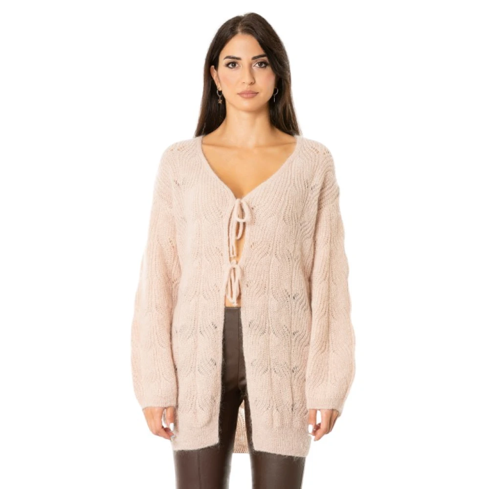 Aniye By Grace Mohair Cardigan V-Hals Oversized Fit Pink Dames