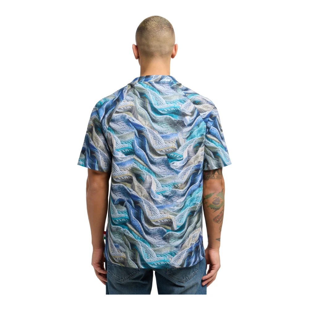 carlo colucci Innovatief Gebreid T-shirt Stedelijke Elegantie Blue Heren