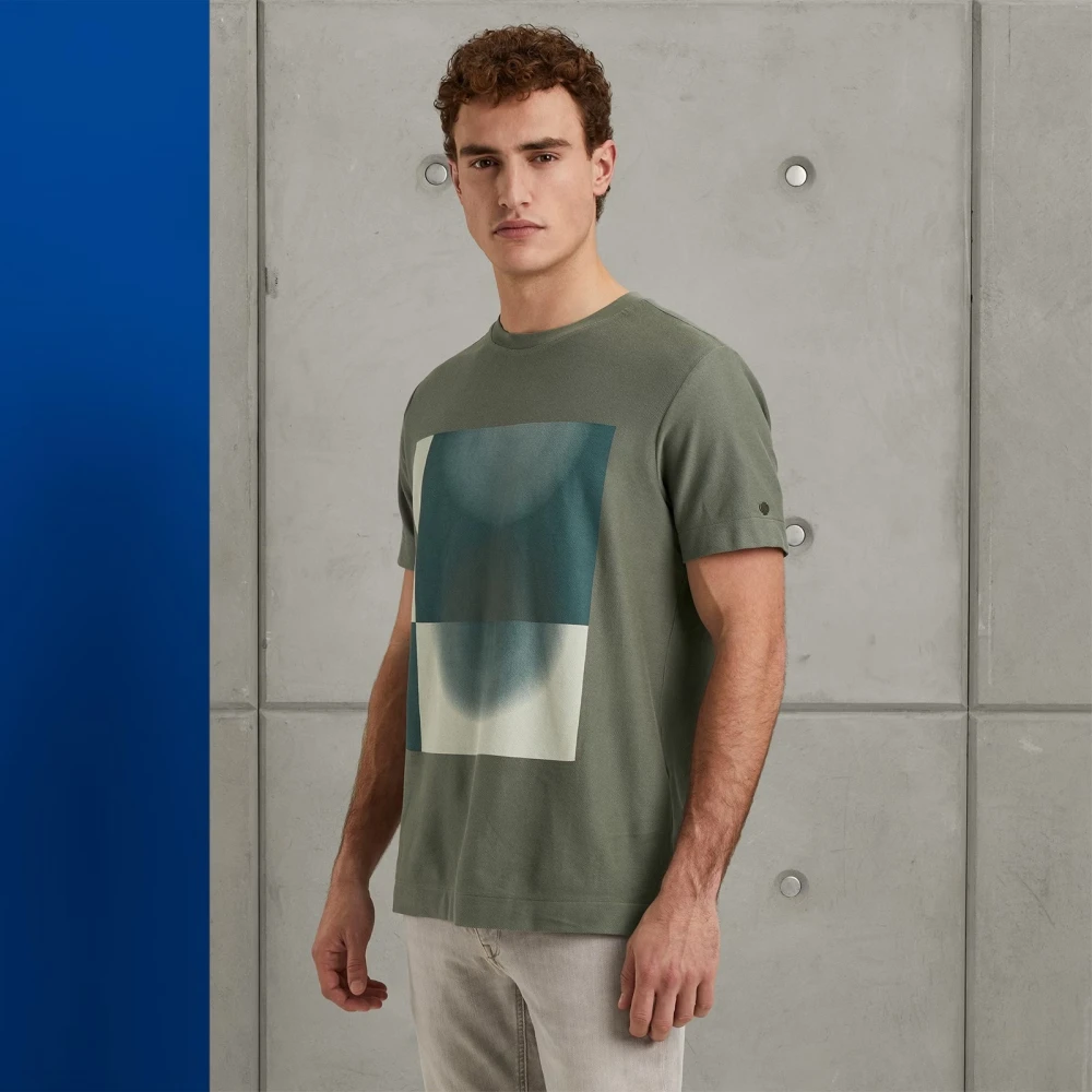 Cast Iron Abstract Grafisch T-shirt Regular Fit Gray Heren