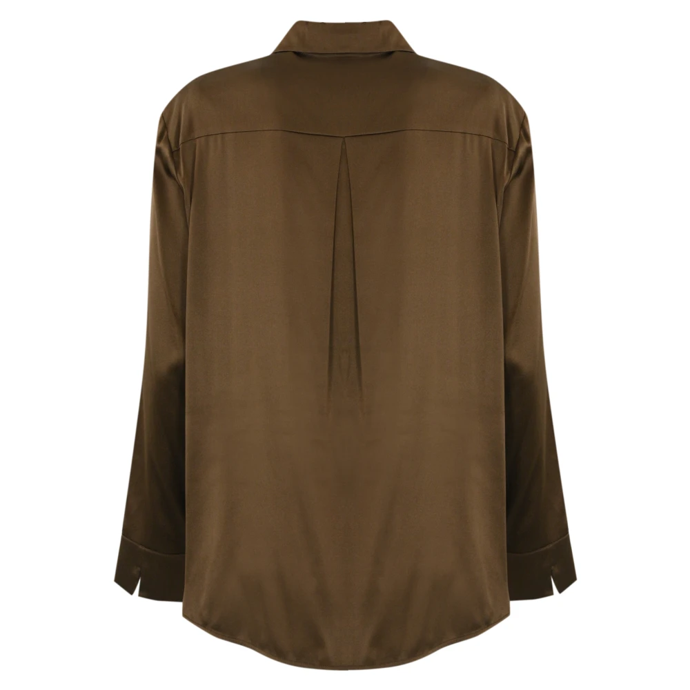 Max Mara Zijden bruine overhemd lange mouw geknoopt Brown Dames