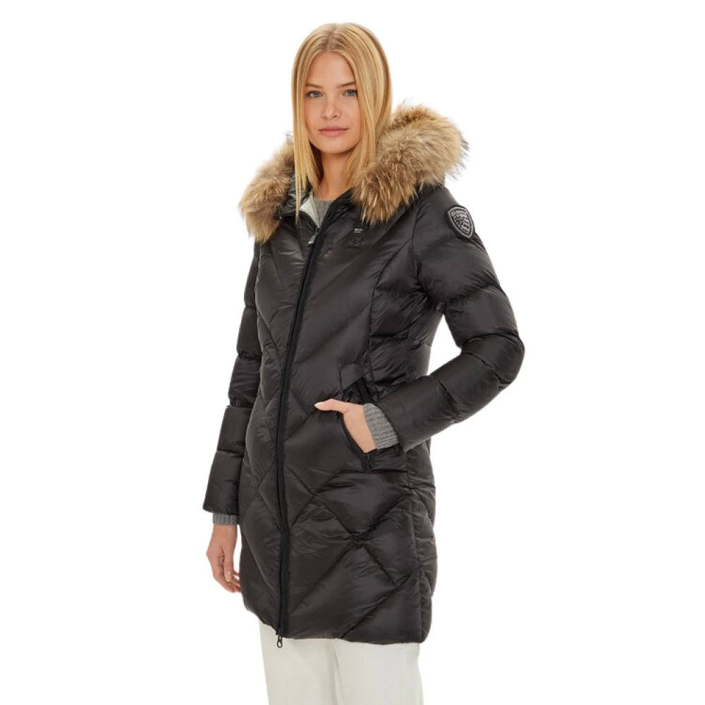 Blauer Multicolor Stijlvolle Jas voor Vrouwen Black Dames