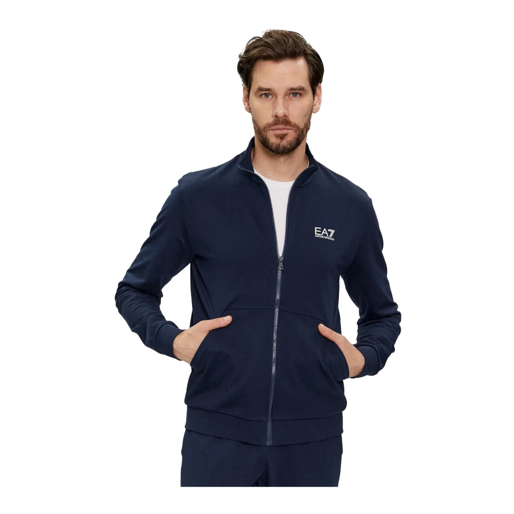 Emporio Armani EA7 Katoenen Jas Regular Fit Blue Heren