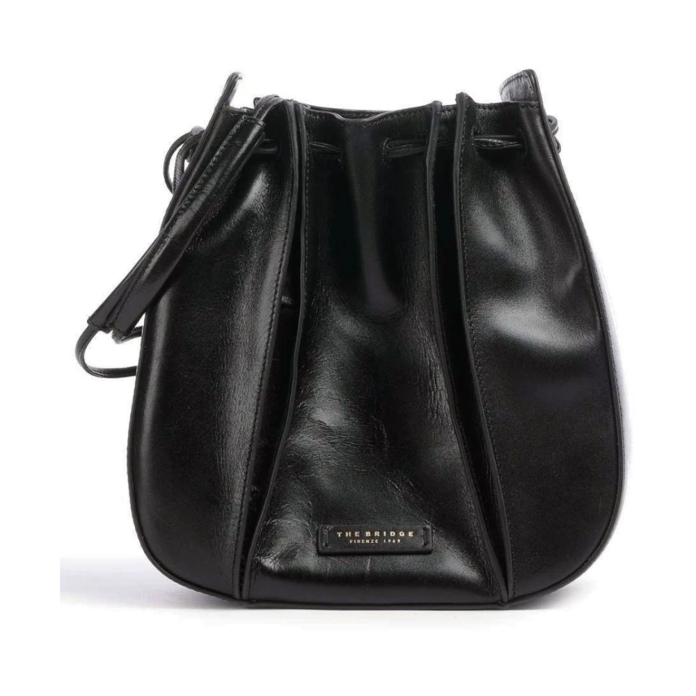 The Bridge Mujer Negro Bolso De Hombro De Cuero Con Cordón Ajustable