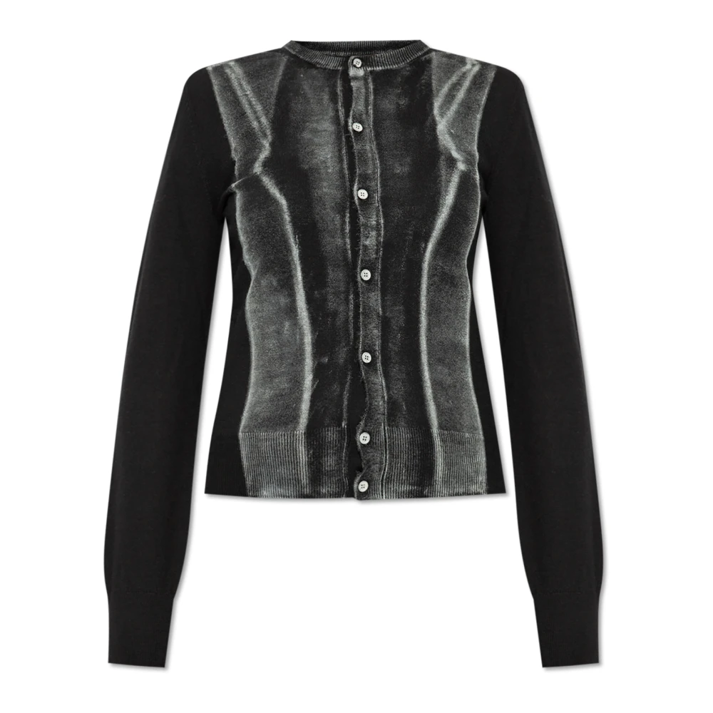 Mm6 Maison Margiela Donna Nero - Cardigan Stampato - Knitwear - M