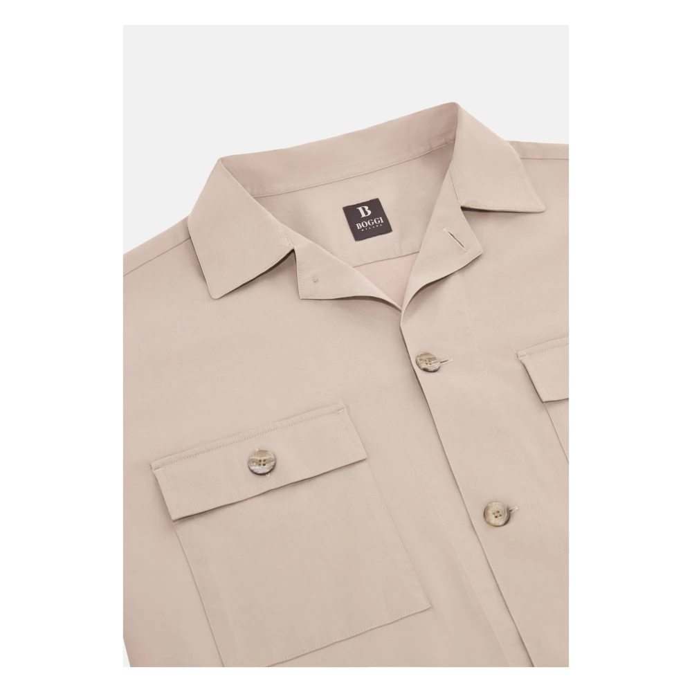 Boggi Milano Katoen en Tencel? Overshirt Beige Heren