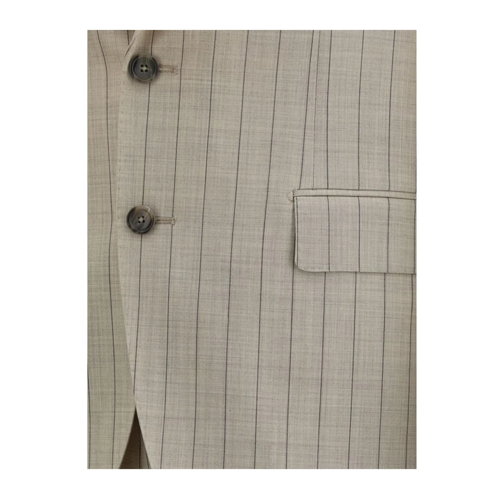 Tagliatore Vesuvio Pinstripe Suit met brede revers en slanke silhouet Beige Heren